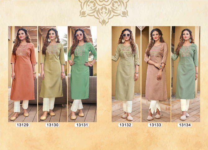 Kivi Liza Fancy Ethnic Wear Rayon Designer Embroidery Kurti Collection